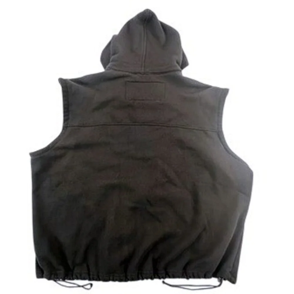 Harley‎ Davidson Mens XL Leather Hooded Vest Black Full Zip Biker RN103819